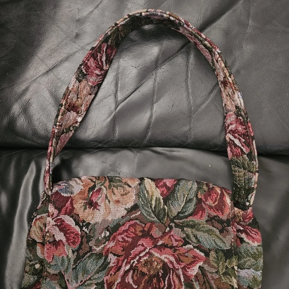 Vintage Maureen Kealy Custom Made In Canada Floral Tapastry Flap Shoulder Bag - Picture 3 of 13